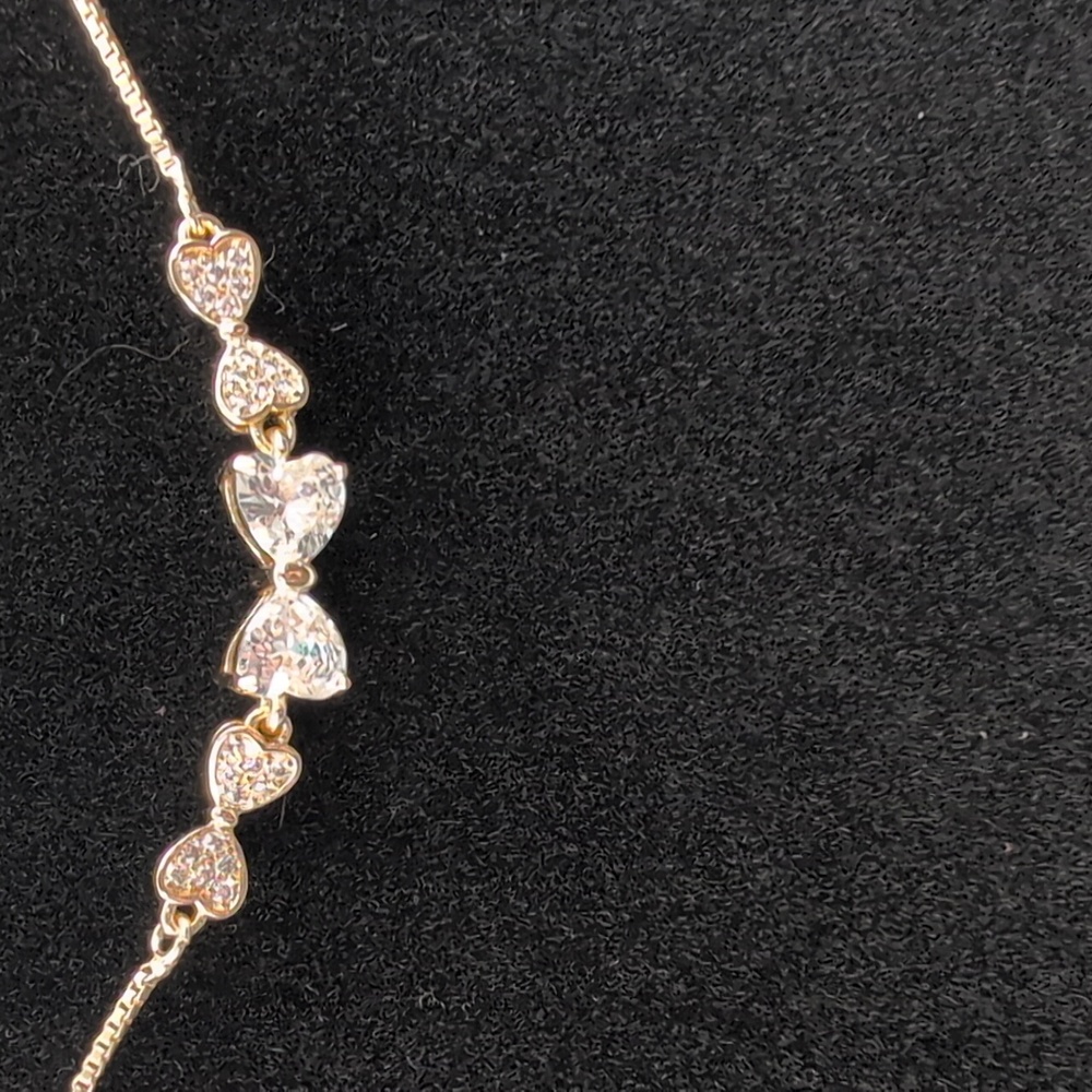New Elegant Yellow Gold and Silver Cubic  Zirconia Heart Bracelet
